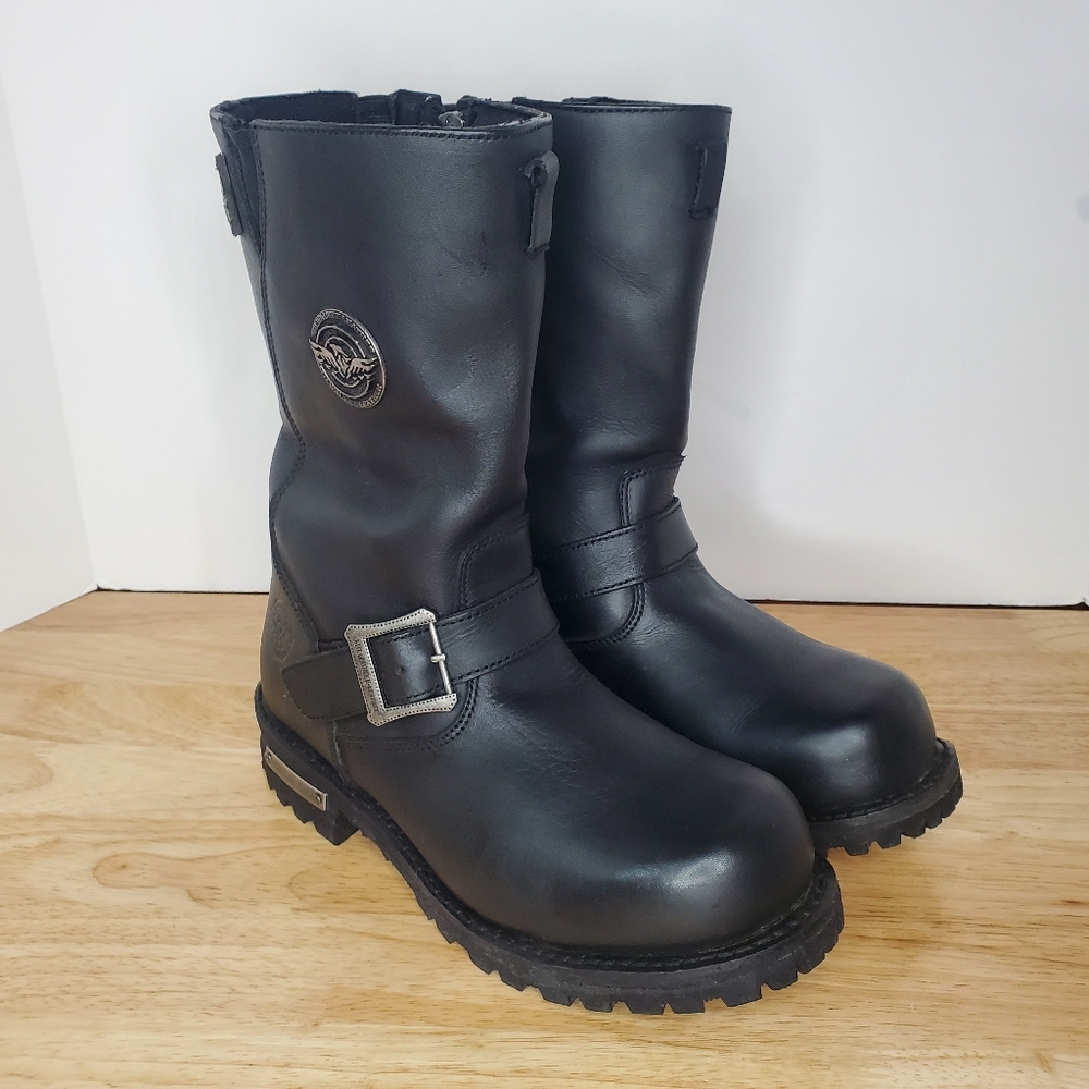 Milwaukee Leather Mens Black 11-Inch Classic Engineer Motorcycle Boots Sz 8 EEE